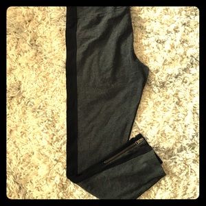 EUC! Grey Leggings with black stripe